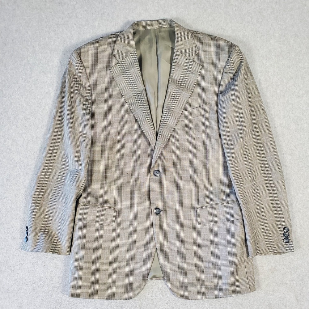 Canali Gray Glen Plaid Wool Silk Sport Coat Jacket Mens 44 R (IT 54) 2 Button